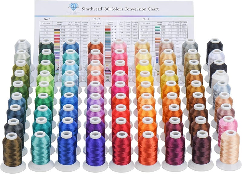 simthread 80 Colors Embroidery Thread 500M (550Y) with Clear Plastic Storage Box Polyester Embroidery Machine Thread Compatible with Janome and Robison-Anton Colors - Image 2